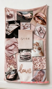 Gucci Rose Gold Aesthetic Tapestry Gucci Pink Glam Throw Blanket IMG_2888